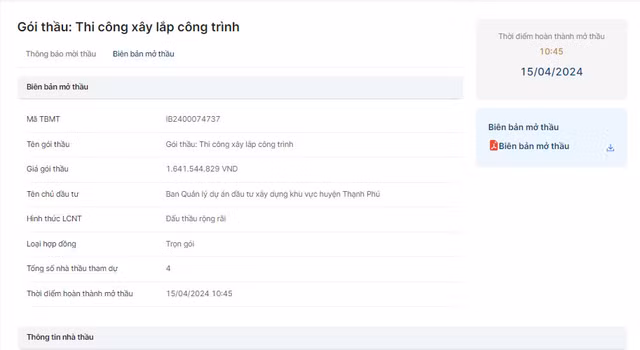 Bến Tre: Duy nhất doanh nghiệp Thanh Bình dự gói thầu hơn 1,6 tỷ tại Thạnh Phú - Hình 2 Ben Tre: Duy nhat doanh nghiep Thanh Binh du goi thau hon 1,6 ty tai Thanh Phu-Hinh-2