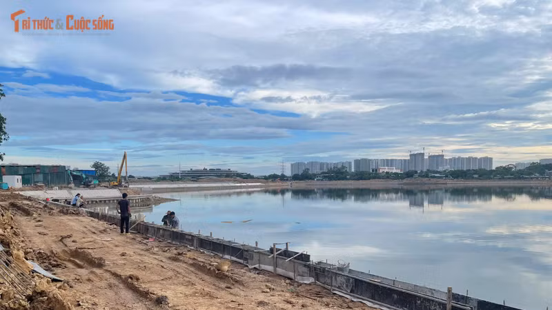 Hồ điều hòa Phú Đô hơn 1.166 tỷ đồng tăng tốc hoàn thiện