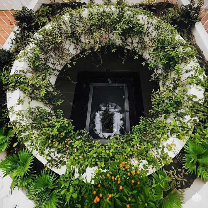 Khu vực sân vườn bố trí xen kẽ và giếng trời mang lại cảm giác gần gũi với thiên nhiên, giúp tầng 2 vừa riêng tư vừa thoáng đãng, thể hiện tinh thần kiến ​​trúc hiện đại. Ảnh: NguyenhieuARC