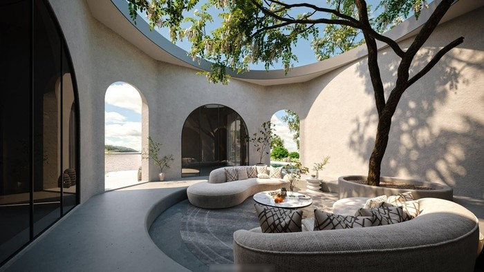 Biệt thự nghỉ dưỡng sử dụng gam màu trắng – đen chủ đạo, tạo cảm giác gần gũi với thiên nhiên. Đây là nơi để cả hai tận hưởng khoảng thời gian nghỉ ngơi. Ảnh: FBNV