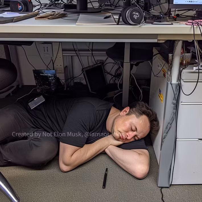 Bên cạnh đó, tỷ phú giàu nhất thế giới còn có thói quen làm việc khuya rồi ngủ lại văn phòng. Thói quen này hình thành từ những năm 1990 khi ông khởi nghiệp với công ty đầu tiên. Ảnh: X