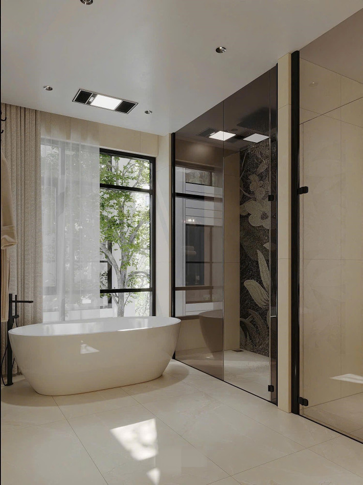 Phòng tắm hiện đại chẳng kém khu resort. Ảnh: FB Nguyễn Thành Chung