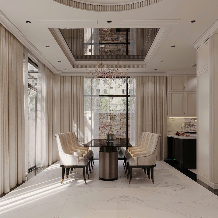 Bàn ăn hiện đại tràn ngập ánh nắng. Ảnh: FB Nguyễn Thành Chung