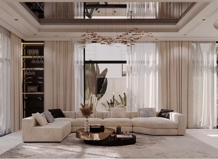 Biệt thự gồm 3 tầng ở, một tầng mái và sân thượng, có tổng diện tích khoảng hơn 400m2, tính cả sân vườn. Ảnh: FB Nguyễn Thành Chung