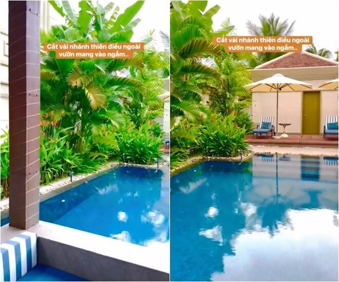 Đáng chú ý, bể bơi riêng nằm sát hiên nhà với thiết kế tràn viền thời thượng. Ảnh chụp màn hình