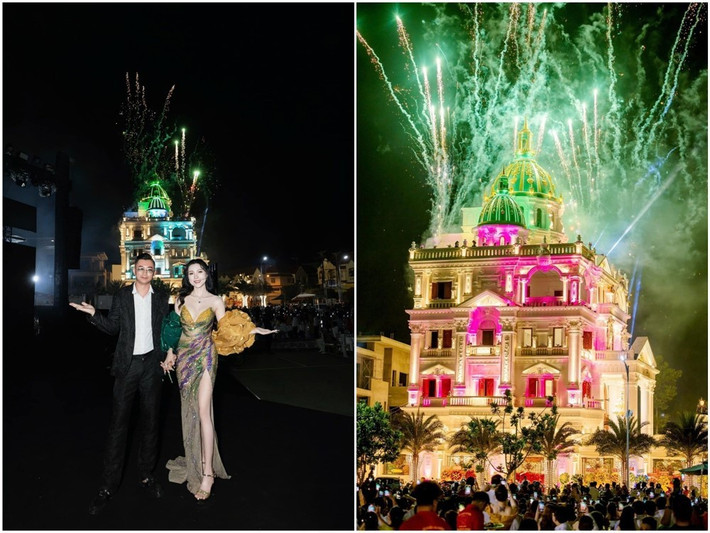 Giữa tháng 4 vừa qua, Ngân Collagen đăng tải clip tổ chức tổ chức tân gia dinh thự 500 tỷ đồng ở phường Hưng Phú, quận Cái Răng, TP Cần Thơ. Ảnh: FBNV