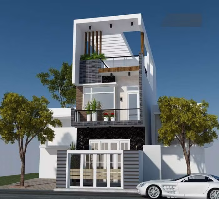 Nhà 3 tầng gây ấn tượng bởi thiết kế mái Âu, kiểu thiết kế được sử dụng chủ yếu trong các kiến trúc biệt thự. Ảnh: Arhome.
