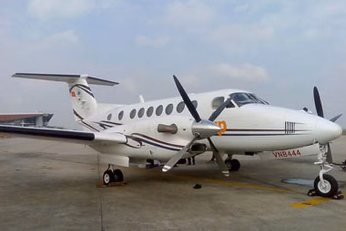 Năm 2008, bầu Đức mua lại chiếc Beechcraft King Air 350 với giá khoảng 5 triệu USD. Ảnh: Baogiaothong.