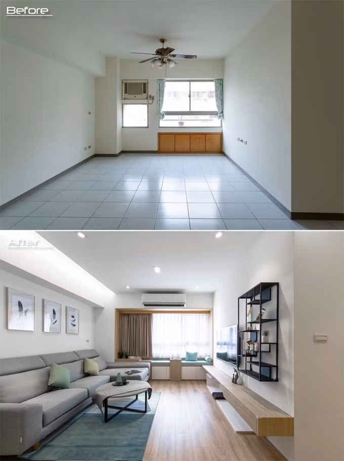 Do đó, khi tiến hành cải tạo căn hộ, kiến trúc sư lựa chọn nội thất đồng bộ và cao cấp.