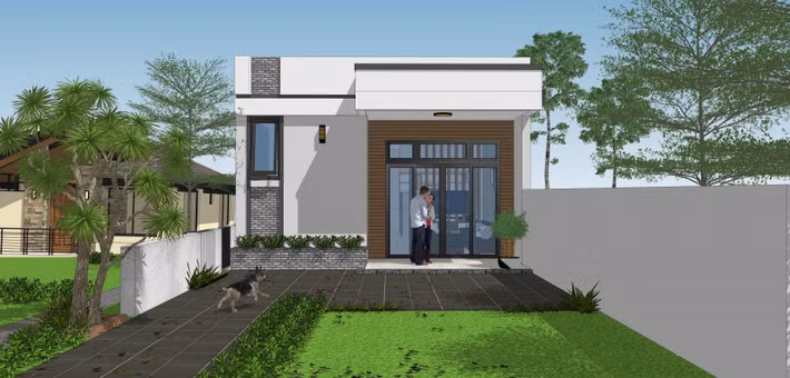 Nhà 1 tầng 5x10m có khoảng sân thoáng đãng, phù hợp với sở thích của gia chủ. Ảnh: Hoadat.
