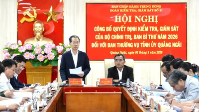 Kiểm tra, giám sát đối với Ban thường vụ Tỉnh ủy Quảng Ngãi