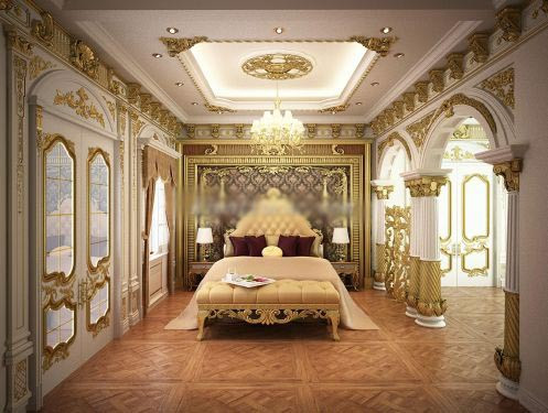 Phòng ngủ con trai thứ hai lại mang phong cách quý tộc với những trang trí quý phái của màu vàng ánh kim.