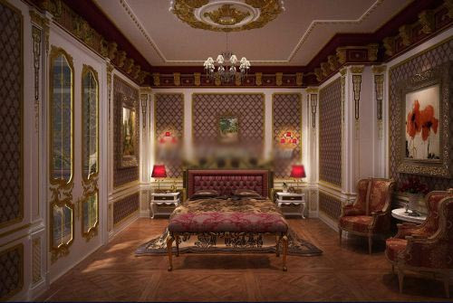 Phòng ngủ ông bà vừa cổ điển vừa hiện đại.