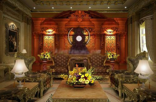 Phòng khách của lâu đài được trang trí bằng những nội thất vô cùng sang trọng, quý phái.