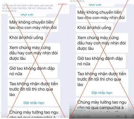 Tin nhắn đe dọa của đối tượng. (Ảnh: CACC) 1-6423.jpg