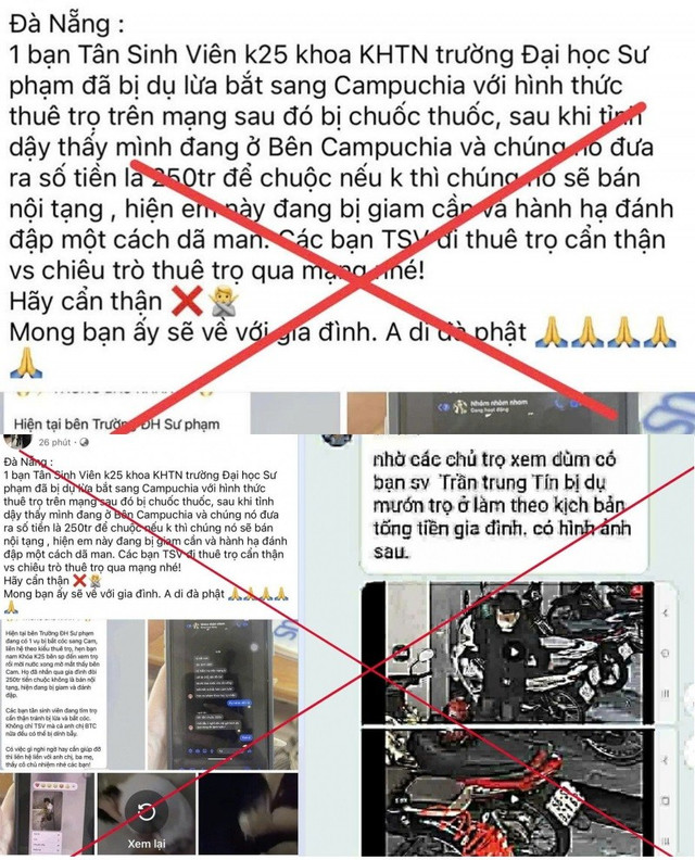 Thông tin lan truyền trên mạng xã hội về việc một tân sinh viên bị bắt cóc, đưa sang Campuchia đánh đập, đòi tiền chuộc là bịa đặt. 1-7744.jpg