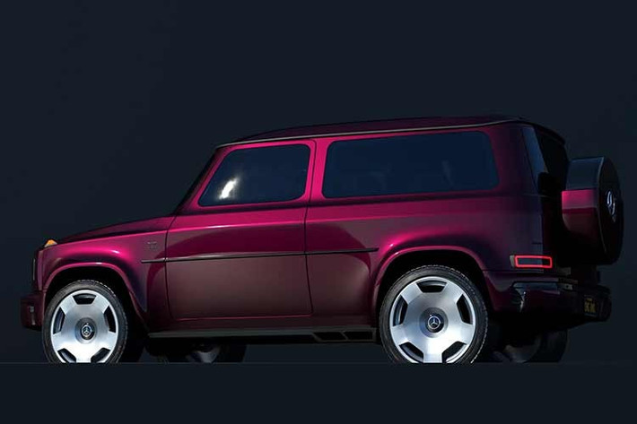 Phiên bản được dựng theo kiểu thân xe ba cửa, tạo cảm giác nhỏ gọn và mạnh mẽ. Thiết kế tổng thể vẫn duy trì cấu trúc vuông vức – nét đặc trưng làm nên thương hiệu của G-Wagen – nhưng được nhấn nhá bằng các chi tiết hiện đại như cụm đèn LED mảnh, đường nét tối giản và tỷ lệ cân đối hơn.