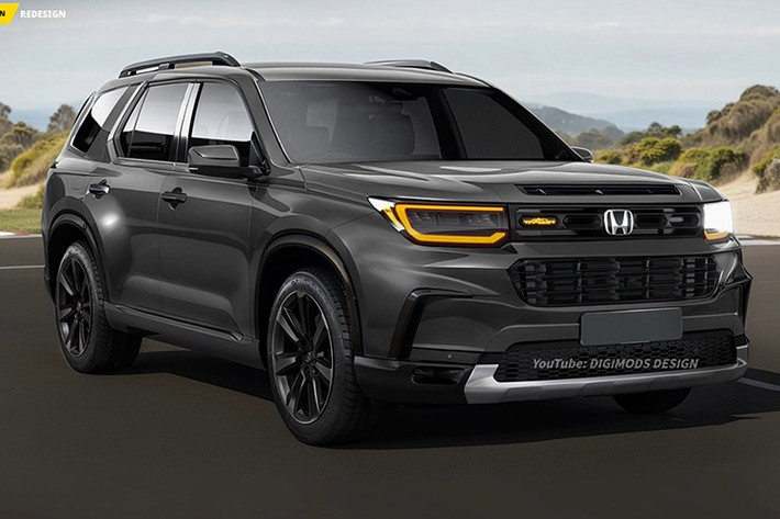 Các bản dựng mới nhất của AUTOYA. INFO cho thấy Honda Pilot 2026 sẽ có cụm đèn pha mảnh mai, lưới tản nhiệt tổ ong ba chiều nổi bật hơn, hốc hút gió dưới tái thiết kế, mâm xe mới và nhiều tùy chọn màu ngoại thất hơn.