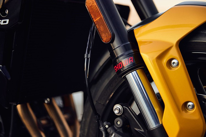 Về cấu trúc, Triumph Trident 660 đã thay đổi khung sườn đáng kể khi trang bị cho Trident 660 phuộc trước Showa Big Piston, giúp tăng phản hồi và khả năng kiểm soát. Tuy nhiên, bộ phuộc này vẫn không thể điều chỉnh, ngoại trừ tải trước phía sau.