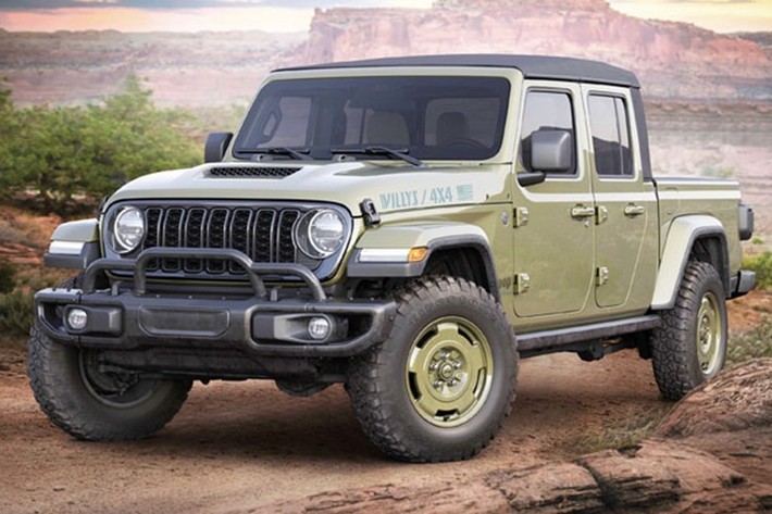 Jeep Gladiator Willys '41 2026 mới là phiên bản đặc biệt mới nhất của Jeep tri ân chiếc xe tải quân sự huyền thoại M715 bằng kiểu dáng retro, trang bị off-road thực thụ và tiện nghi hiện đại.