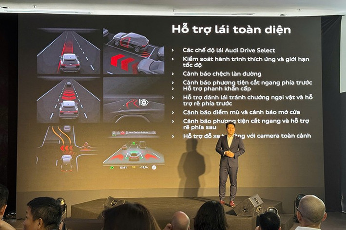 Động cơ Q6 e-tron có công suất lớn nhất (khi Launch Control) là khoảng 322 mã lực, 500 Nm. Xe tăng tốc 0-100 km/h trong 6,6 giây. Pin xe có dung lượng 94,9 kW, cho tầm vận hành 583 km/sạc với bộ mâm 20 inch như tại thị trường Việt Nam. Thời gian sạc nhanh 10-80% trong 22 phút.