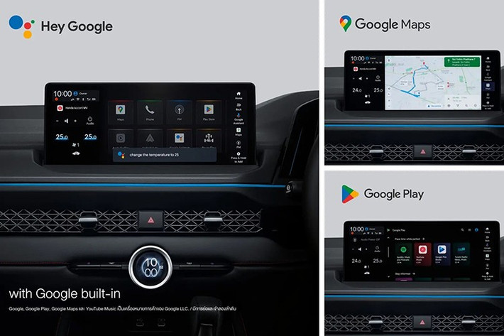 Khoang nội thất của Accord 2026 tiếp tục là điểm cộng với loạt trang bị cao cấp. Trung tâm là màn hình giải trí tích hợp hệ điều hành Google Built-in với đầy đủ Google Maps, Assistant và Play Store.