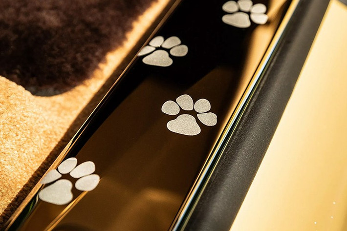 Được hoàn thiện bằng Crystal Fusion đặt làm riêng trên nền da Beautiful Bailey, chiếc Spectre độc ​​nhất vô nhị này còn tôn vinh người bạn thân thiết nhất của con người với điểm nhấn Dark Spice và Casden Tan cho nội thất Moccasin và Creme Light. Cả Casden Tan và Beautiful Bailey đều được lấy cảm hứng từ chính chú chó cưng của khách hàng.