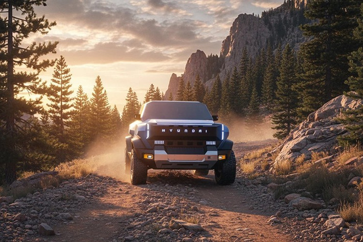 Khoảng sáng gầm xe cao, lốp địa hình bản lớn cùng thiết kế thân xe dạng hộp là những đặc điểm gợi mở tiềm năng việt dã đáng gờm của Nubra – nếu nó được hiện thực hóa. Phía sau, xe sở hữu cụm đèn hậu LED hình chữ T đối xứng hai bên logo Hyundai, cùng cản sau dày bản và đèn sương mù LED đặt thấp.