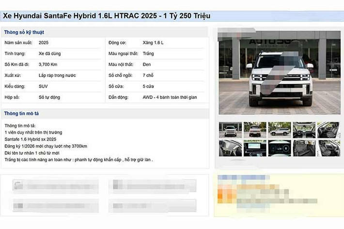 Thực tế, để chiếc Hyundai SantaFe Hybrid 2025 thế hệ mới lăn bánh tại Việt Nam, người mua ban đầu không chỉ trả mức giá niêm yết mà còn phải cộng thêm nhiều loại chi phí khác như phụ kiện hay gói dịch vụ, bảo hiểm...