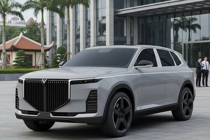 Ngoài động cơ, 3 mẫu ôtô mới của VinFast còn sở hữu thiết kế khá bắt mắt. Trong đó, có một mẫu SUV cỡ lớn với nội thất 3 hàng ghế. Mẫu SUV này được trang bị lưới tản nhiệt kéo dài xuống hết cản trước, đèn pha thanh mảnh và khe gió nằm dọc cỡ lớn ở hai góc đầu xe.