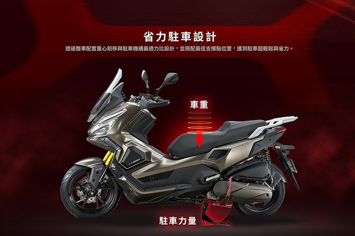 Mẫu xe Kymco X350 2026 này còn sở hữu nhiều tính năng hiện đại, bao gồm hệ thống chống bó cứng phanh (ABS) kênh đôi và hệ thống kiểm soát lực kéo (TCS). Người dùng có thể tắt hệ thống TCS để có trải nghiệm thú vị hơn trên đường sỏi đá.