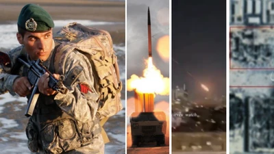 Lính thủy quân lục chiến Iran trong một cuộc diễn tập quân sự gần đây; Hệ thống phòng thủ tên lửa THAAD của Mỹ phóng tên lửa đánh chặn; Tên lửa tấn công gây thiệt hại tại một khu vực ở Israel; Thiệt hại tại căn cứ không quân Al Udeid sau cuộc tấn công bằng tên lửa.