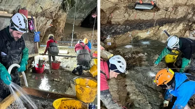 Tận mục chiếc đục Thời Đồ Đồng nguyên vẹn trong hang động cổ