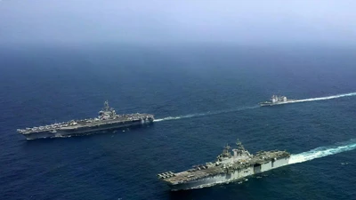 Hải quân Mỹ đang điều động một cụm tác chiến tàu sân bay hướng tới Iran khi ông Trump cảnh báo Tehran giữa lúc căng thẳng hạt nhân leo thang và bất ổn khu vực gia tăng. (Nguồn ảnh: Bộ Quốc phòng Mỹ)