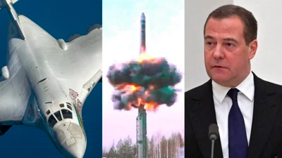 Máy bay ném bom chiến lược Tu-160, tên lửa đạn đạo xuyên lục địa Yars (ICBM) và Phó Chủ tịch Hội đồng An ninh Nga Dmitry Medvedev.