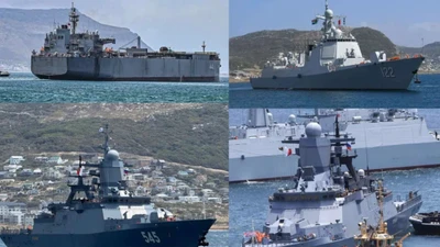 Nam Phi đang đăng cai cuộc diễn tập hải quân đa quốc gia do Trung Quốc dẫn đầu với sự tham gia của Nga và Iran, diễn ra gần các tuyến hàng hải chiến lược quanh Mũi Hảo Vọng, nhấn mạnh sự gia tăng hợp tác hàng hải dọc theo một tuyến thương mại toàn cầu then chốt (Nguồn ảnh: Mạng xã hội / Reuters).