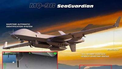 MQ-9B SeaGuardian của General Atomics đã tiến thêm một bước cụ thể hướng tới nhiệm vụ tuần tra chống ngầm không người lái, sau khi một cuộc thử nghiệm của Hải quân Mỹ đã tăng gấp đôi số lượng phao sonar mang theo và chứng minh khả năng cảm biến âm thanh liên kết mạng từ một phương tiện bay không người lái. (Nguồn ảnh: General Atomics)