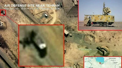 Iran đã triển khai một xe tác chiến điện tử Cobra-V8 cùng với một bệ phóng S-300 tại một trận địa phòng không phía nam Tehran, kết hợp năng lực đánh chặn tầm xa với khả năng gây nhiễu phổ tần nhằm làm gián đoạn hoạt động ISR, dẫn bắn radar và phối hợp tấn công của Mỹ và các đồng minh ở khu vực tiếp cận thủ đô (Nguồn ảnh: OSINT trên X).