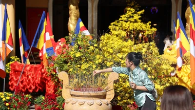 TP HCM: Người dân rạng rỡ đi lễ chùa cầu an sáng mùng 1 Tết Bính Ngọ