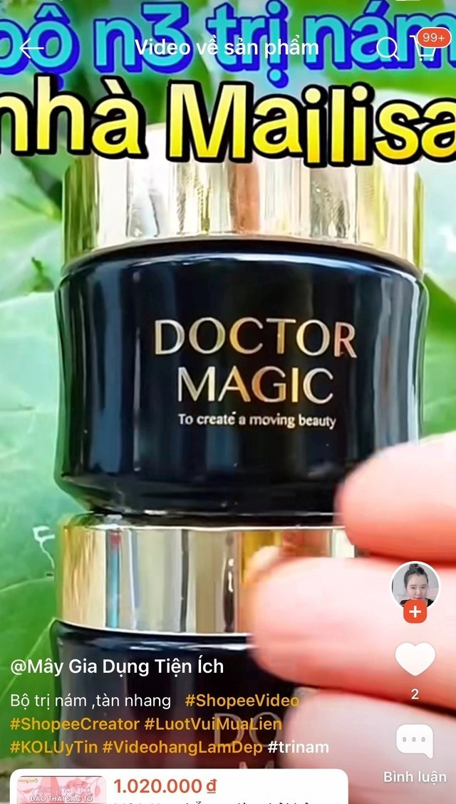 Sản phẩm của MK Skincare trên website của doanh nghiệp. Ảnh chụp màn hình/Nguồn moh.gov.vn