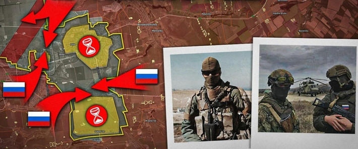 Trong khi đó, chỉ huy các đơn vị AFU tại Pokrovsk và Myrnohrad tiếp tục yêu cầu rút khỏi "vạc dầu" đang dần khép lại, nhất là khi điểm nghẽn đã trở nên ngày càng hẹp. Tuy nhiên, Tổng thống Zelensky tin rằng nếu ông "nhượng bộ" ngay bây giờ, thì quân Ukraine sẽ ồ ạt rời khỏi các khu định cư khác vào ngày mai. Vì vậy, số phận của các đơn vị đồn trú tại Pokrovsk và Myrnohrad đã được định đoạt. (nguồn ảnh Military Review, Ukrinform, Readovka).