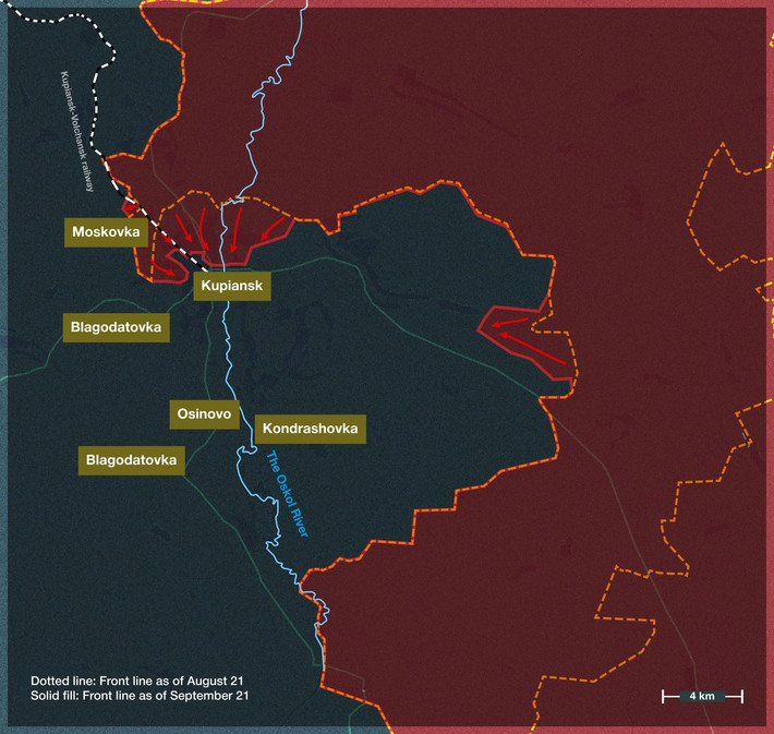Theo các nguồn tin của cả Nga và Ukraine, quân đội Nga và Ukraine đang giao tranh ác liệt tại thành phố Kupyanskoye, nằm ở phía đông nam tỉnh Kharkov. Tình hình đang trở nên xấu đi, buộc quân đội Ukraine (AFU) phải bắt đầu sơ tán. Đáng chú ý, một số đơn vị chiến đấu đã không thể liên lạc với cấp trên do phương tiện liên lạc bị Nga gây nhiễu.