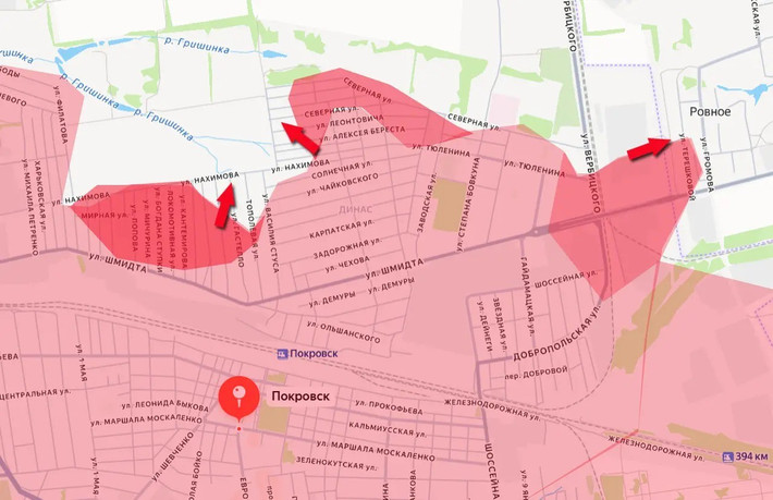 Đồng thời, quân Nga đã mở rộng vùng kiểm soát của họ tại khu đô thị Myrnograd tại khu vực phố Sobornaya, nơi chia thành phố thành hai nửa phía đông và phía tây.