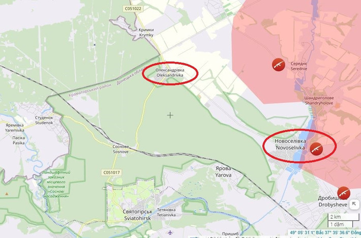 Hiện Bộ Tổng tham mưu AFU đã sáp nhập mặt trận Lyman vào Slavyansk. Điều này cho thấy AFU chuẩn bị cho việc Lyman thất thủ. Trong khi các mũi đột phá của Cụm quân phía Tây RFAF, cụ thể là Sư đoàn bộ binh cơ giới số 3 thuộc Quân đoàn 20, đã tiến vào Oleksandrivka, nằm phía tây bắc Novoselivka.