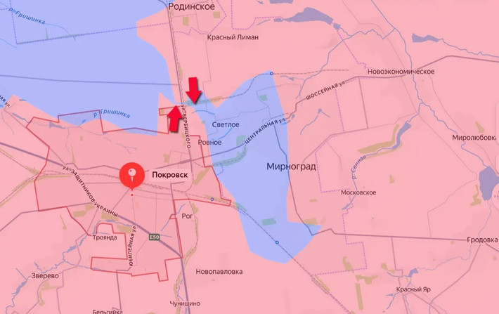 Đồng thời quân Nga đã kiểm soát khu vực dọc theo đường Verbitsky, bao gồm cả tuyến đường sắt dẫn vào thành phố. Tất cả những điều này cho thấy vòng vây quanh khu vực đồn trú còn lại của Ukraine trong khu vực Pokrovsk-Mirnograd hiện đã bị phong tỏa hoàn toàn. Mọi nỗ lực của AFU nhằm giải vây cho Myrnohrad, cho đến nay đều thất bại.