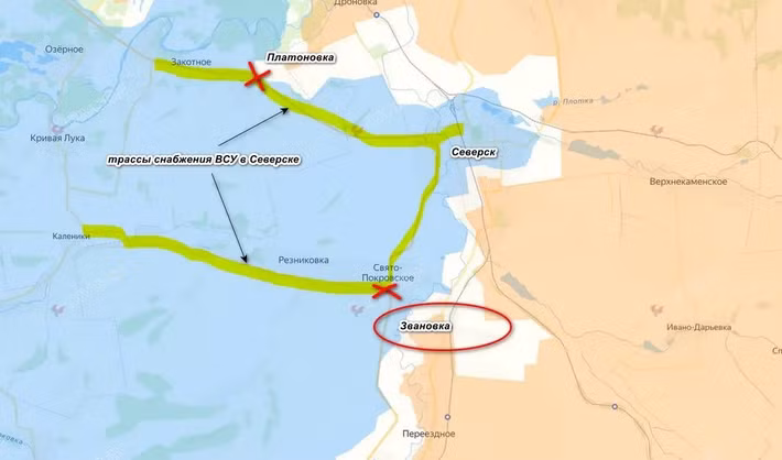 Quan sát trên bản đồ tác chiến của Liveuamap của Lầu Năm góc, có thể nhận thấy Seversk hiện đã bị bao vây, chỉ còn lại tuyến đường phía tây qua các cánh đồng là vẫn còn có thể sử dụng, nhưng bị hỏa lực pháo binh và UAV FPV của Nga giám sát và đánh chặn.