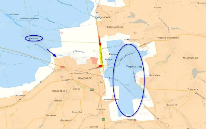 Theo thông tin mới nhất từ ​​tiền tuyến, quân Nga đã tiến vào khu vực Dinas, kiểm soát khu vực đô thị. Họ đang tiến quân chậm nhưng chắc chắn, dần dần đến khu vực phố Verbytsky, nơi ngăn cách Pokrovsk với Myrnohrad, và dọc theo đó, quân Nga cũng đang đang tiến vào từ đầu cầu Rodinske.