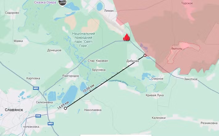 Sau khi chiếm được phía tây nam làng Yampol, RFAF đã phát triển tiến công, chiếm được khu vực gần hồ Dibrovsky, phía nam trục đường quốc lộ T0513. Do vậy, đã rút ngắn khoảng cách từ các vị trí tiền phương của quân Nga đến ranh giới thành phố Slovyansk, đầu tiên xuống còn 15 km.