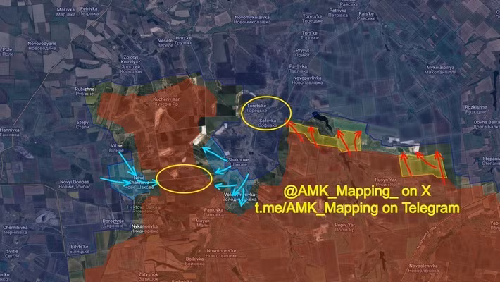 Có thông tin cho rằng, quân tiên phong Ukraine thậm chí đã tiến sát về Pankivka và Mayak. Đây là một mối đe dọa nghiêm trọng đối với quân Nga, vì cuộc tấn công của AFU diễn ra chính xác tại điểm hẹp nhất của điểm nhô ra phía bắc, chỉ cách Nykanorivka bốn hoặc năm km. Nếu AFU tiếp tục tấn công theo hai hướng, họ có thể đã cắt đứt quân Nga ở phía bắc.