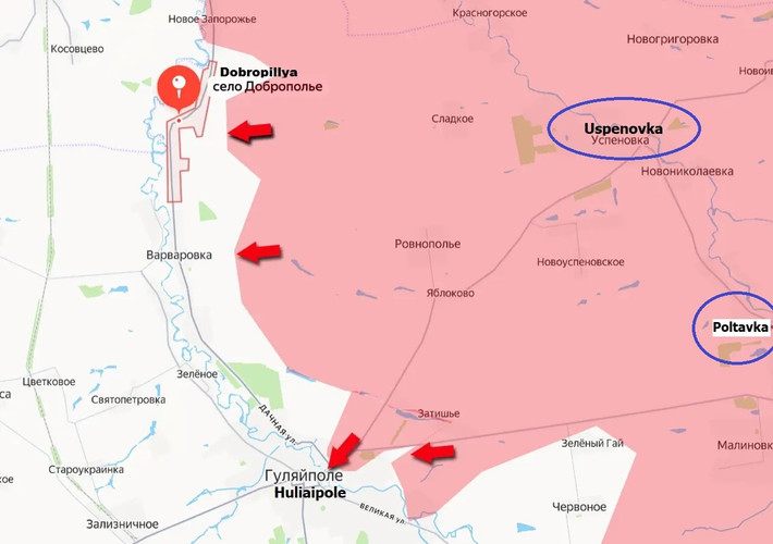 Theo kênh Deep State, một nguồn tin trực thuộc Tổng cục Tình báo AFU, phân tích mọi chuyện bắt đầu với việc AFU để mất Poltavka và Uspenovka. Bất chấp nhiều nỗ lực, nhưng AFU không thể giành lại các vị trí đã mất, nên một đơn vị xung kích AFU đã được quyết định nhanh chóng tăng cường các tuyến phòng thủ mới ở phía nam Novouspenovskoye.